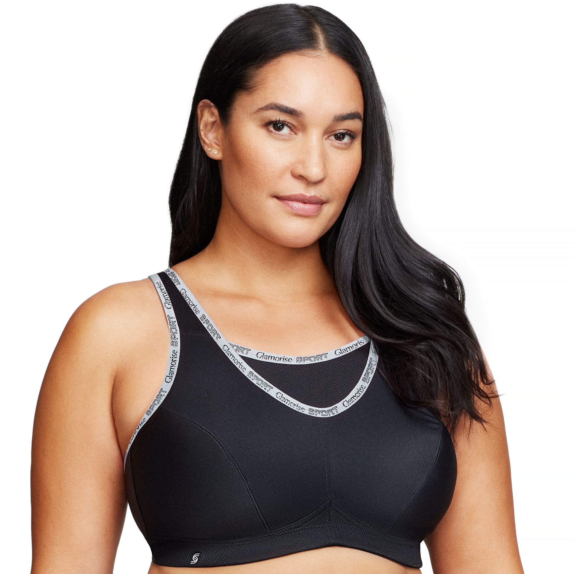 Glamorise Womens No-Bounce Camisole Sports Wirefree Bra 1066 Black 36DD