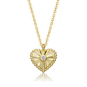 Guili 14K Gold-Plated Heart Pendant Necklace with Cubic Zirconia in Red, Green, Clear, or Blue for a Touch of Elegant Sparkle - 1 of 2