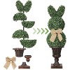 39in Artificial Topiary Tree With Planter Pot, Rabbit Shaped Bowknot Faux Boxwood Topiaries Plant for Porch Decor Outdoor/Indoor - 4 of 4