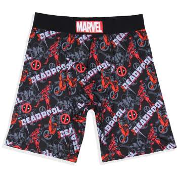 Marvel Comics Men's Deadpool Allover Tag-Free Boxers Underwear Boxer Briefs Black