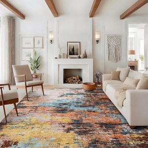 Machine Washable Area Rugs, Modern Abstract Contemporary Floor Cover, Foldable Low Pile Throw Carpet for Bedroom, Living Room, Office - 1 of 4