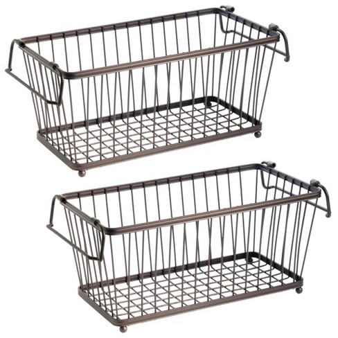 Chrome mDesign Metal Stackable Kitchen Storage Organizer Shelf 2 Pack 