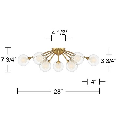 Modern Gold Glass Sputnik LED Ceiling Light Fixture