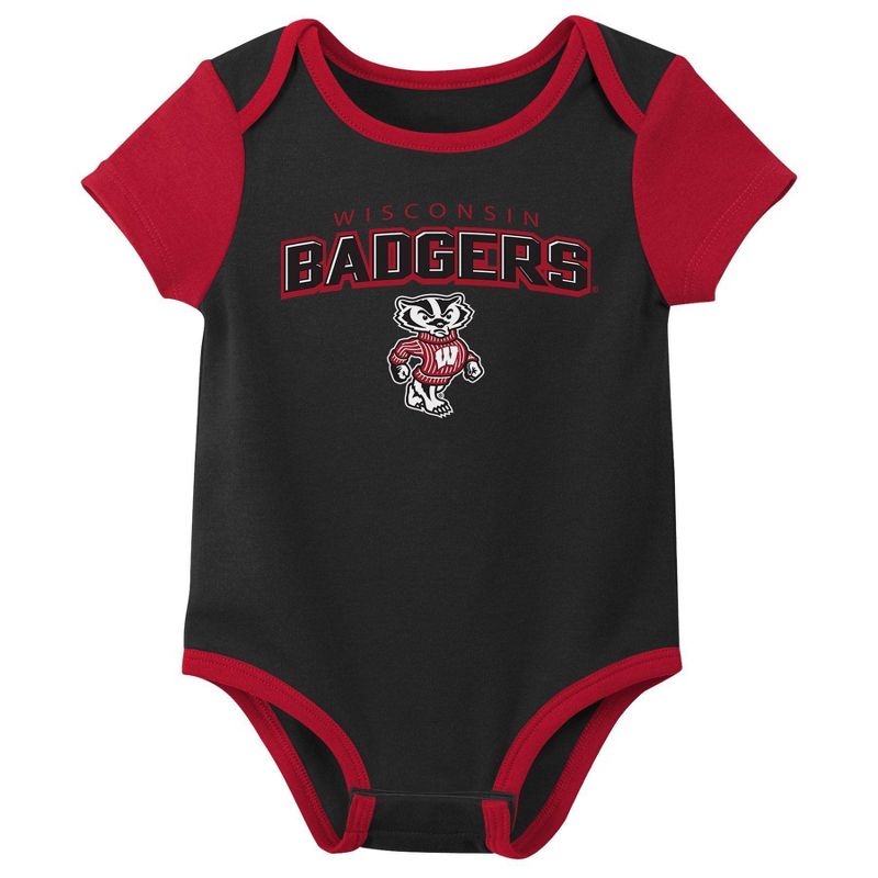 NCAA Wisconsin Badgers Infant 3pk Bodysuit, 3 of 5