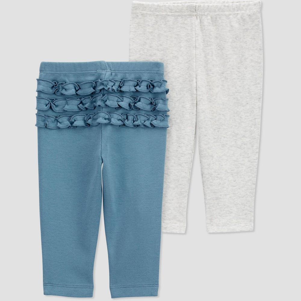 Carter's Just One You Baby Girls' 2pk Ruffle Pants - Navy/Heather Gray Newborn