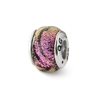 Black Bow Jewelry Purple Dichroic Glass Sterling Silver Bead Charm