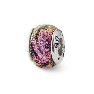 Black Bow Jewelry Purple Dichroic Glass Sterling Silver Bead Charm - 1 of 3