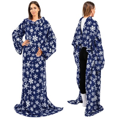 PAVILIA Fleece Wearable Blanket with Sleeves, Warm Cozy Soft Functional Lightweight Sleeved Throw Adults Men Women