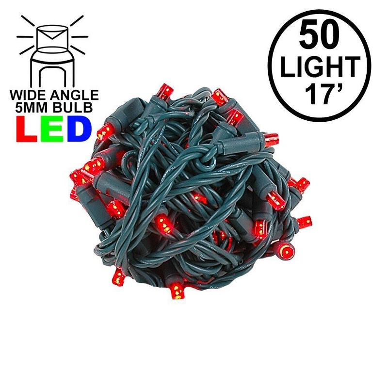 Novelty Lights LED Christmas String Lights 50 Mini Bulbs (Green Wire, 17 Feet), 2 of 10