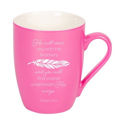 Elanze Designs He Will Cover You With His Feathers And You Will Find Shelter Underneath His Wings Princess Pink 10 ounce New Bone China Coffee Cup Mug