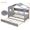 Twin/Full Size Wood House Platform Bed with Trundle and Storage Shelf for Kids, 4Q -ModernLuxe - image 3 of 4