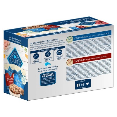 Blue Buffalo Delectables Grain Free Natural Wet Dog Food Topper Variety Pack Chicken Dinner &#38; Beef Dinner - 3oz/12ct