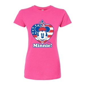 Women's - Disney - Minnie Flag Heart Fitted Graphic T-Shirt - 1 of 3