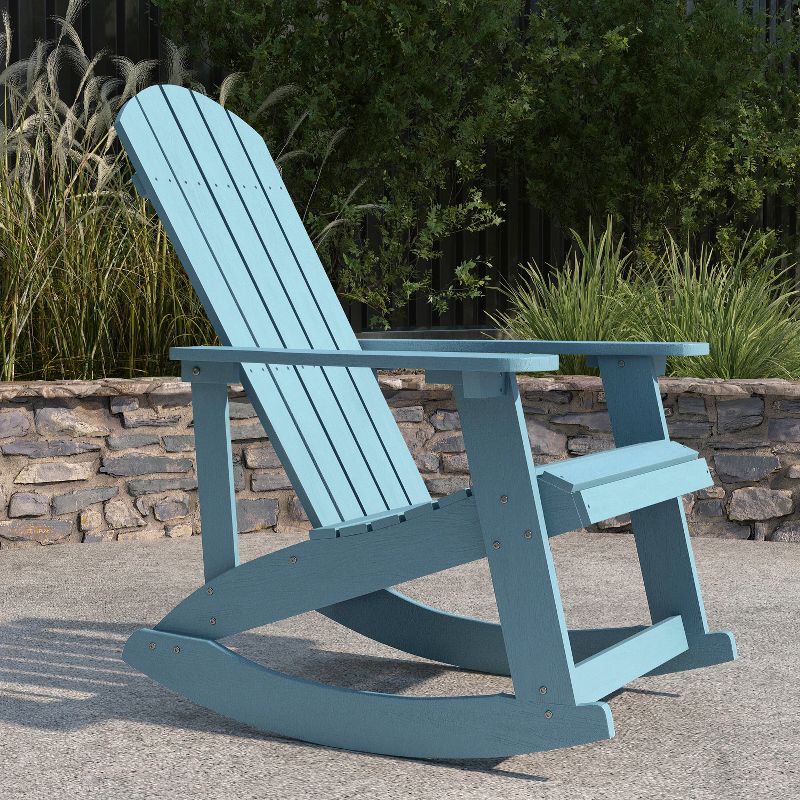 Merrick Lane All-Weather Polyresin Adirondack Rocking Chair with Vertical Slats, 5 of 13