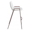 Faux Leather White Seat Barstool, 39"H Steel Frame with Walnut Finish, Set of 2 By Zuo Modern - 4 of 4