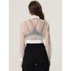 INSPIRE CHIC Women's Long Sleeve Stand Collar Crop Sheer Mesh Bomber Jacket - 3 of 4