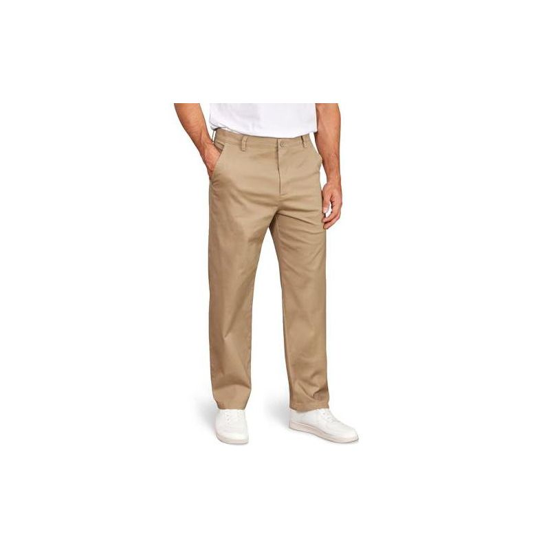COOFANDY Mens Casual Trousers Relaxed Fit Lightweight Chino Cotton Stretch Pants Classic Fit Slacks Khaki 30W28L