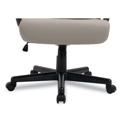 Tan High-Back Task Chair with Fixed Arms and Plastic Base