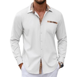 COOFANDY Men's Long Sleeve Dress Plaid Collar Casual Button Down Shirts - 1 of 4