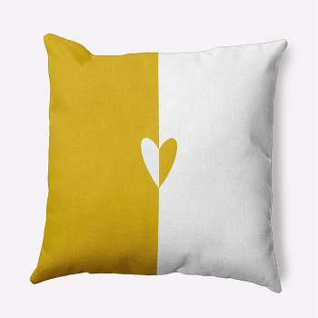 16"x16" Valentine's Day Modern Heart Square Throw Pillow Mustard - e by design