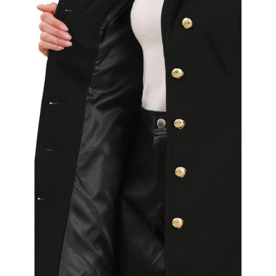 INSPIRE CHIC Women's Winter Stand Collar Single Breasted Button Down Long Trench Coat with Belt X-Large Black — фото 5