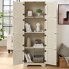 KWPZQEB Pantry Storage Cabinet, Farmhouse Corner Cabinet with 8 Doors & Metal Handles, Freestanding Cupboard for Bathroom, Kitchen - 4 of 4