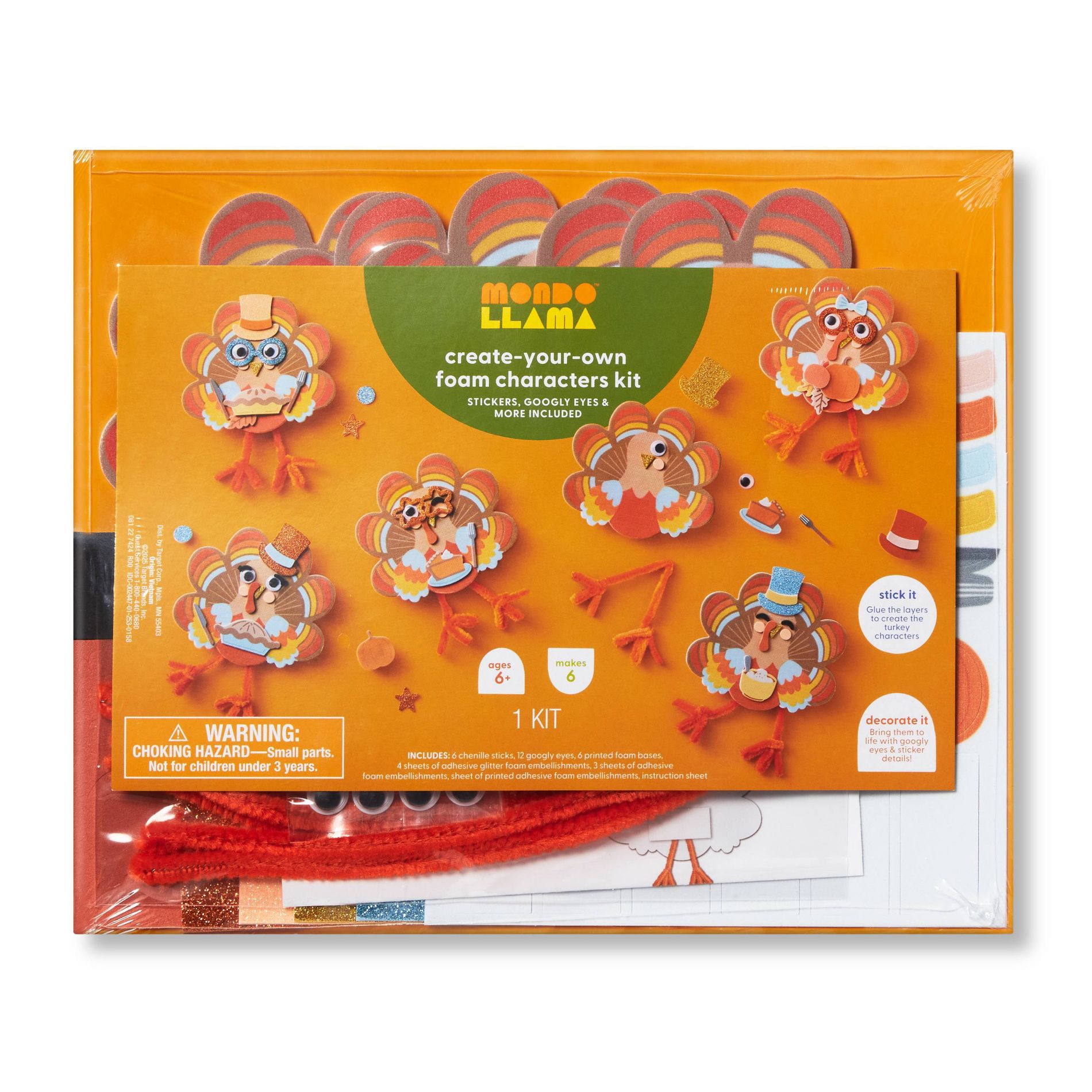 6ct Thanksgiving Craft Turkey Foam Platter Kit - Mondo Llama™