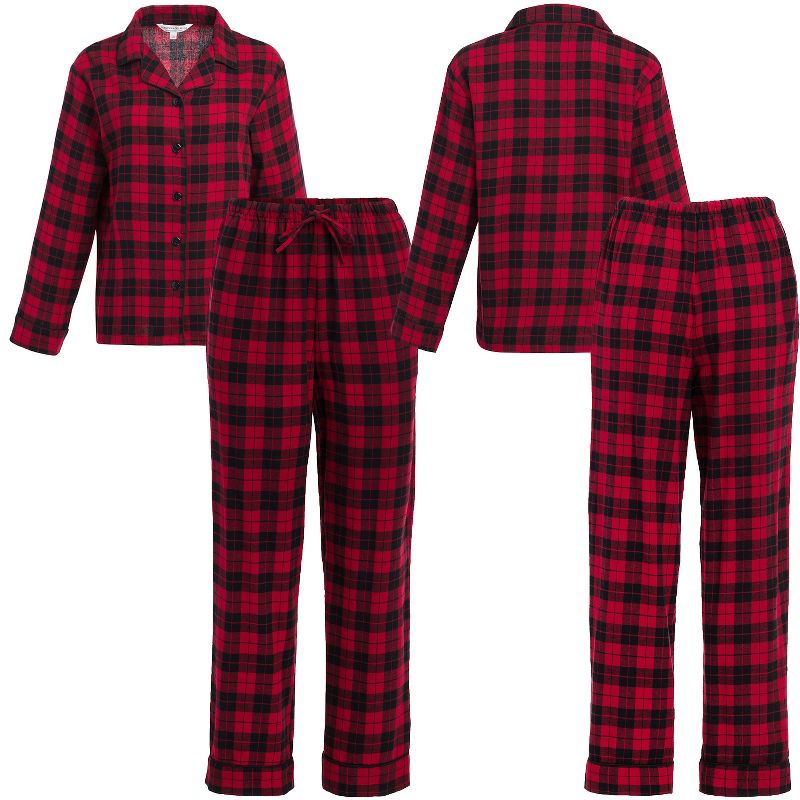 Women's Warm Cotton Flannel Pajamas Set, Soft Long Sleeve Shirt and Pajama Pants with Pockets, 3 of 7