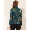 Allegra K Women's Floral Contrast Tie Neck Long Sleeve Satin Blouse - 3 of 4