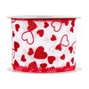 Northlight Glittered Hearts Valentine's Day Wired Craft Ribbon  -2.5" x 10 Yards - White and Red - 3 of 4