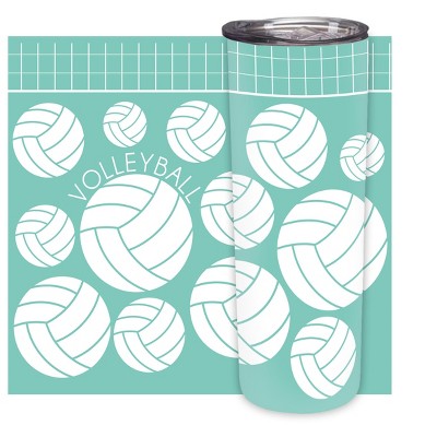 Elanze Designs Volleyball Teal White 20 ounce Stainless Steel Travel Tumbler