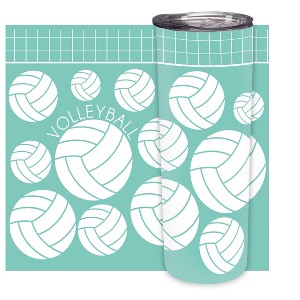Elanze Designs Volleyball Teal White 20 ounce Stainless Steel Travel Tumbler - 1 of 4