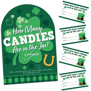 Big Dot of Happiness Shamrock St. Patrick's Day - How Many Candies Saint Paddy’s Day Party Game - 1 Stand and 40 Cards - Candy Guessing Game - 1 of 4