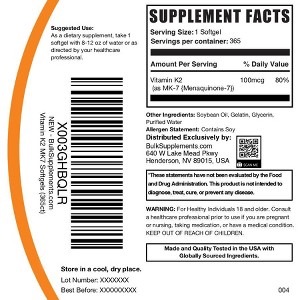 BulkSupplements Vitamin K2 MK7 Softgels - 1 of 4