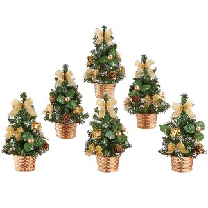 Collections Etc Festive Mini Gold Christmas Trees - Set of 6 5 X 5 X 8 - 1 of 2