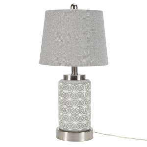 21" Grey/White Patterned Concrete Table Lamp - Nourison - 1 of 4