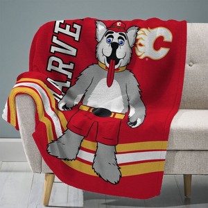 Sleep Squad Calgary Flames Harvey the Hound Mascot 60 x 80 Raschel Plush Blanket - 1 of 4