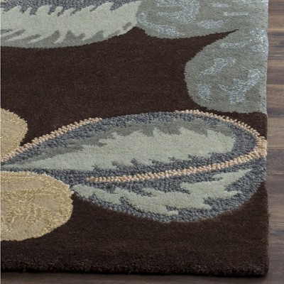 Bella Hand-Tufted Wool Square Area Rug in Brown, 5' x 5'