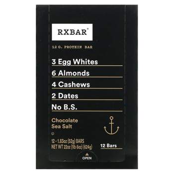 RXBAR Protein Bar, Chocolate Sea Salt, 12 Bars, 1.83 oz (52 g) Each