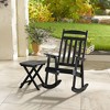 Outsunny Wooden Rocking Chair Set, 2-Piece Outdoor Porch Rocker with Foldable Table for Patio, Backyard and Garden - 2 of 4