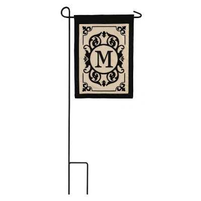 Evergreen Flag Cambridge Chic  Letter M Monogram Applique Garden Flag - 12.5" Wide x 18" High