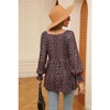 Women's Tops Fall Puff Long Sleeve Blouses Casual V-Neck Loose T-Shirts - 4 of 4