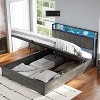 AMERLIFE Lift Up Bed Frame with Linen Upholstered & LED Light & Storage Headboard - 3 of 3