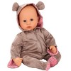 One Piece Teddy Costume Pajama Sleeper with Padded Feet, Paws 12-13" Baby Dolls - 3 of 4