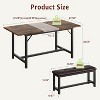 3-Piece 63" Dining Table Set for 4-6, Extendable Kitchen Table Set with 2 Upholstered Benches, For Home Kitchen - 2 of 4