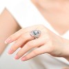 Guili Prestige White Gold-Plated Sterling Silver Ring, Clear Cubic Zirconia, Cocktail Style, Elegant Statement, Green/Blue, Sizes 6-8. - 3 of 3
