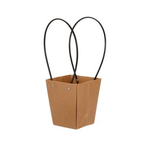 Unique Bargains Flower Bouquet Packaging Bag Trapezoid Paper Gift Bag for Party Favor - 1 of 4