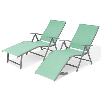 Pellebant Outdoor Aluminum Folding Adjustable Chaise Lounge