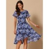 INSPIRE CHIC Women's Summer Crew Neck Floral Ruffle Sleeve High Low Hem Tie Waist Flowy Midi Dress - 2 of 4