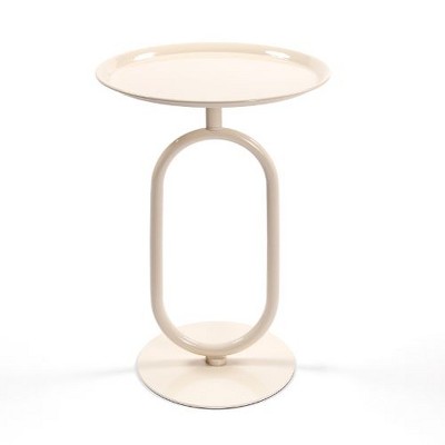NicBex Lantern-Shaped Metal End Tables Living Room, Retro Tray Side Table with Weighted Base, Small Side Table, Round End Table, Small Coffee Table
